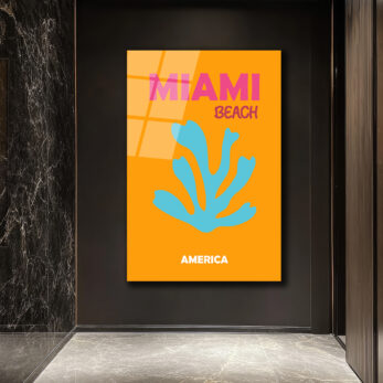 Miami Plajı Temalı Modern Sanat Cam Tablo - Glazella Miami Plajı Temalı Modern Sanat Cam Tablo - Glazella
