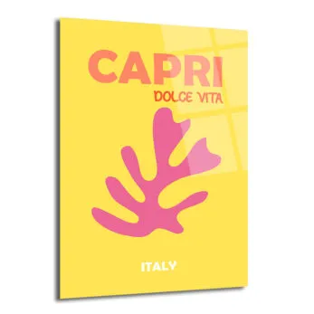 Capri Dolce Vita Temalı Modern Sarı Cam Tablo - Glazella