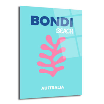 Bondi Beach Mercan Temalı Modern Cam Tablo - Glazella
