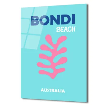 Bondi Beach Mercan Temalı Modern Cam Tablo - Glazella