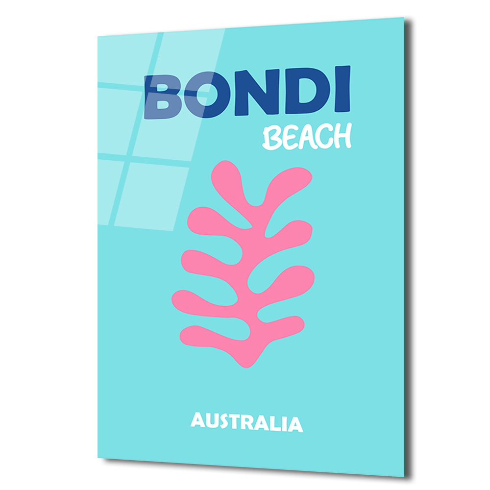 Bondi Beach Mercan Temalı Modern Cam Tablo - Glazella Bondi Beach Mercan Temalı Modern Cam Tablo - Glazella