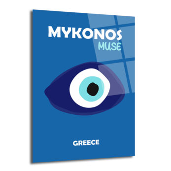 Mykonos Muse Nazar Boncuğu Temalı Mavi Cam Tablo - Glazella