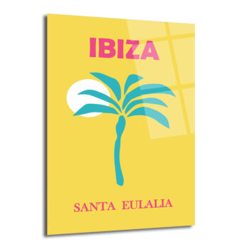 Ibiza Santa Eulalia Tropikal Palmiye Retro Cam Tablo - Glazella