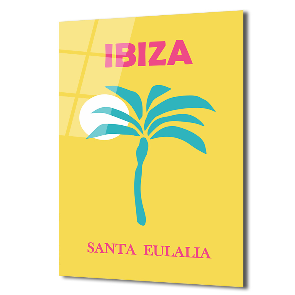Ibiza Santa Eulalia Tropikal Palmiye Retro Cam Tablo - Glazella Ibiza Santa Eulalia Tropikal Palmiye Retro Cam Tablo - Glazella