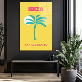 Ibiza Santa Eulalia Tropikal Palmiye Retro Cam Tablo - Glazella Ibiza Santa Eulalia Tropikal Palmiye Retro Cam Tablo - Glazella