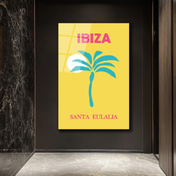 Ibiza Santa Eulalia Tropikal Palmiye Retro Cam Tablo - Glazella Ibiza Santa Eulalia Tropikal Palmiye Retro Cam Tablo - Glazella