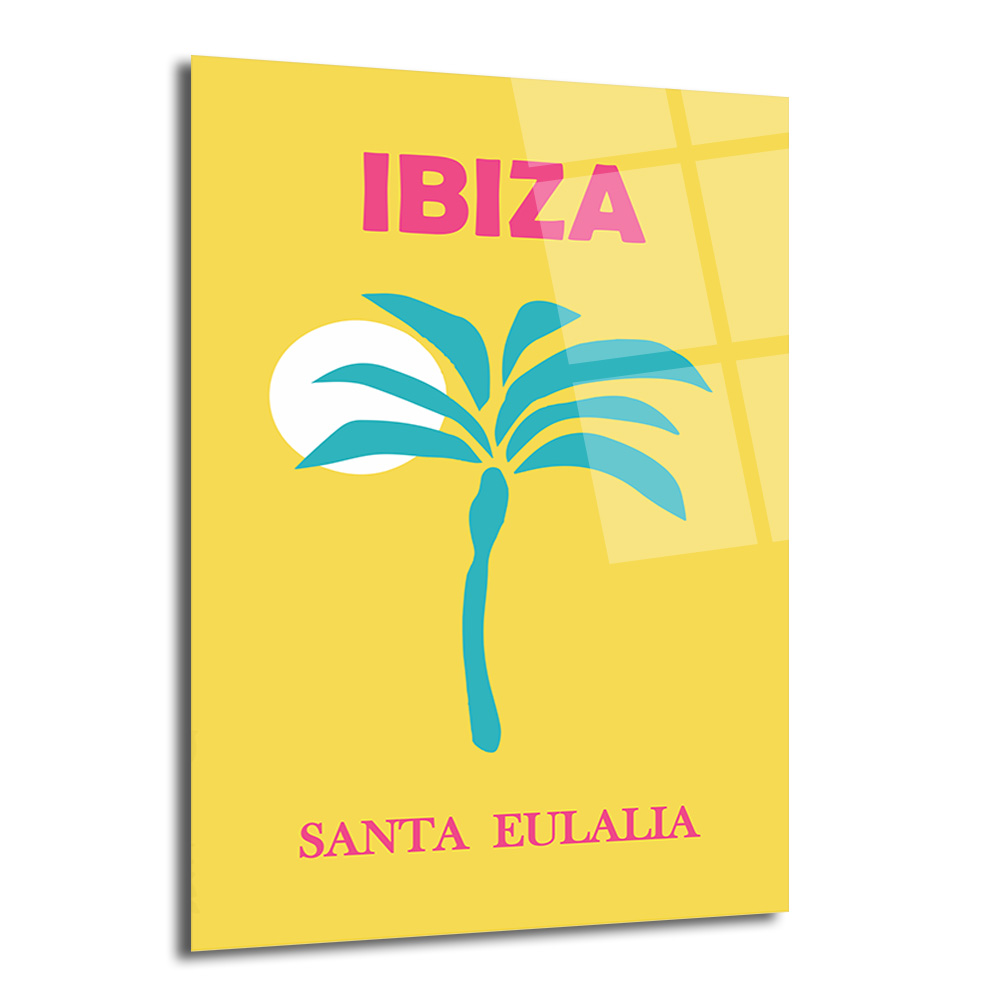 Ibiza Santa Eulalia Tropikal Palmiye Retro Cam Tablo - Glazella Ibiza Santa Eulalia Tropikal Palmiye Retro Cam Tablo - Glazella