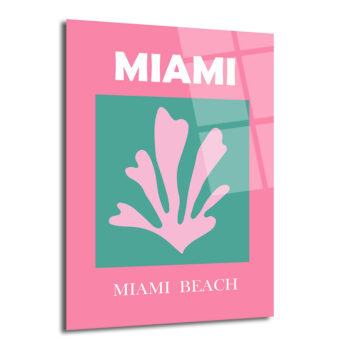 Miami Beach Tropikal Mercan Tasarımı Modern Cam Tablo - Glazella