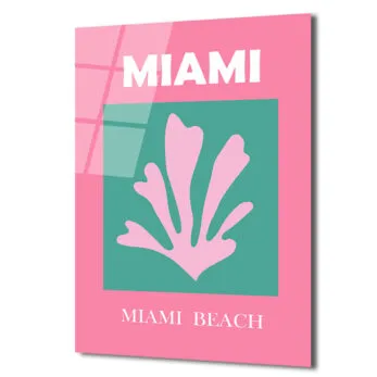 Miami Beach Tropikal Mercan Tasarımı Modern Cam Tablo - Glazella