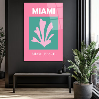 Miami Beach Tropikal Mercan Tasarımı Modern Cam Tablo - Glazella Miami Beach Tropikal Mercan Tasarımı Modern Cam Tablo - Glazella