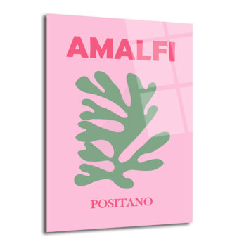 Amalfi Positano Minimalist Cam Tablo - Akdeniz Esintisi - Glazella