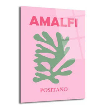 Amalfi Positano Minimalist Cam Tablo - Akdeniz Esintisi - Glazella