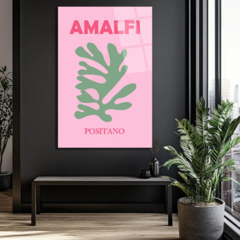 Amalfi Positano Minimalist Cam Tablo - Akdeniz Esintisi - Glazella