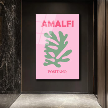 Amalfi Positano Minimalist Cam Tablo - Akdeniz Esintisi - Glazella