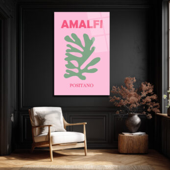 Amalfi Positano Minimalist Cam Tablo - Akdeniz Esintisi - Glazella