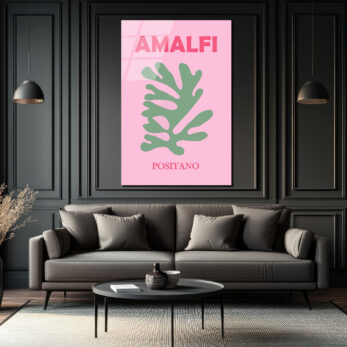 Amalfi Positano Minimalist Cam Tablo - Akdeniz Esintisi - Glazella
