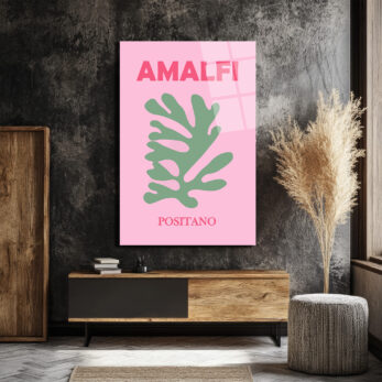 Amalfi Positano Minimalist Cam Tablo - Akdeniz Esintisi - Glazella