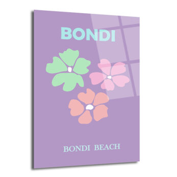 Bondi Beach Yaz Esintisi Minimalist Çiçekli Cam Tablo - Glazella