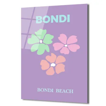 Bondi Beach Yaz Esintisi Minimalist Çiçekli Cam Tablo - Glazella