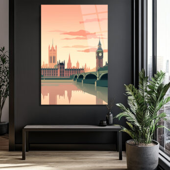 Londra Manzarası Modern Cam Tablo - Big Ben ve Thames Estetiği - Glazella Londra Manzarası Modern Cam Tablo - Big Ben ve Thames Estetiği - Glazella