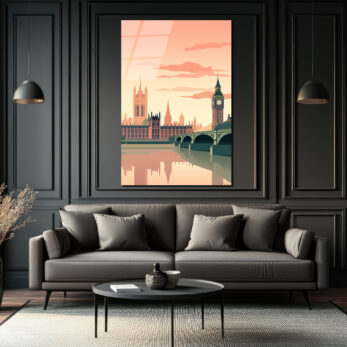 Londra Manzarası Modern Cam Tablo - Big Ben ve Thames Estetiği - Glazella Londra Manzarası Modern Cam Tablo - Big Ben ve Thames Estetiği - Glazella