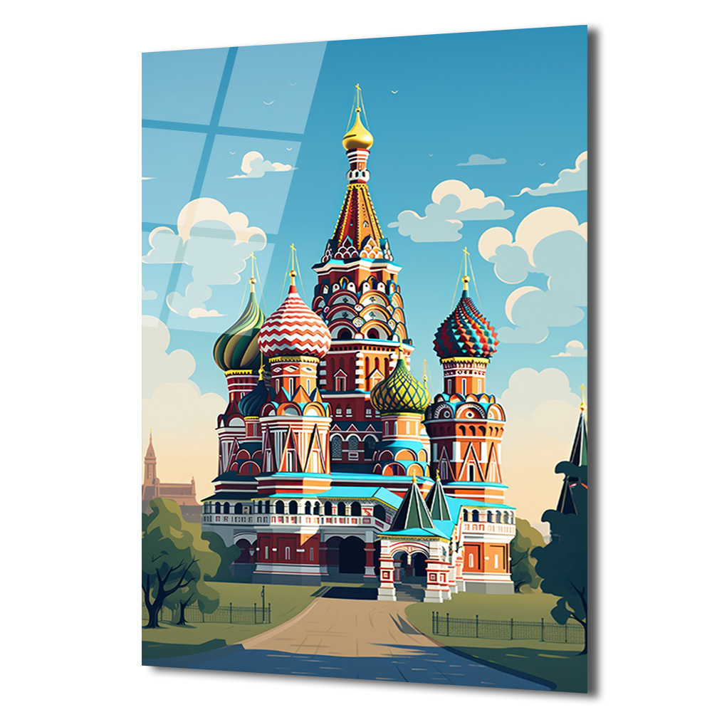 Moskova Aziz Vasil Katedrali Canlı Renkler Cam Tablo - Glazella Moskova Aziz Vasil Katedrali Canlı Renkler Cam Tablo - Glazella