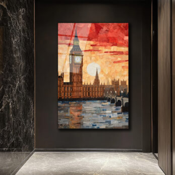 Londra Big Ben Gün Batımı Mozaik Cam Tablo - Glazella Londra Big Ben Gün Batımı Mozaik Cam Tablo - Glazella