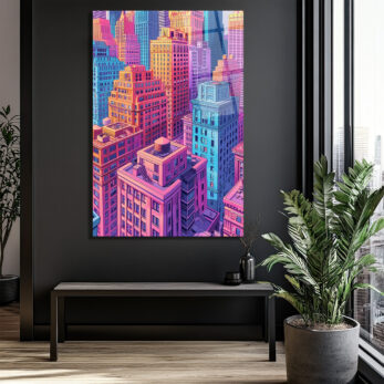 Canlı Şehir Manzarası Pop Art Cam Tablo - Modern Duvar Sanatı - Glazella Canlı Şehir Manzarası Pop Art Cam Tablo - Modern Duvar Sanatı - Glazella
