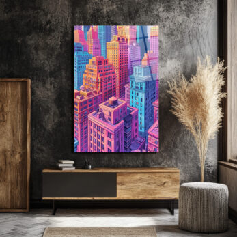 Canlı Şehir Manzarası Pop Art Cam Tablo - Modern Duvar Sanatı - Glazella Canlı Şehir Manzarası Pop Art Cam Tablo - Modern Duvar Sanatı - Glazella