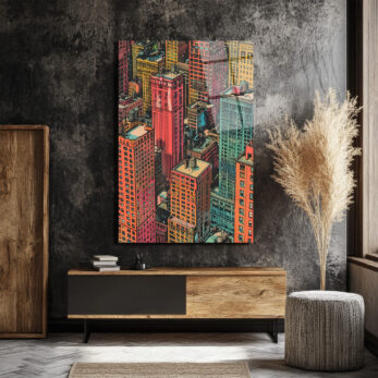 Dinamik Şehir Işıkları Pop Art Cam Tablo - Glazella Dinamik Şehir Işıkları Pop Art Cam Tablo - Glazella