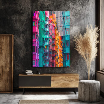 Canlı Şehir Rüyası: Modern Tasarım Cam Tablo - Glazella