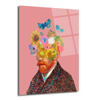 Van Gogh Çiçek Başlı Hayalperest Cam Tablo - Glazella