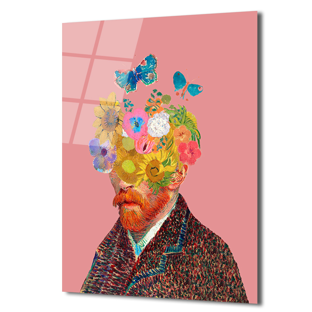 Van Gogh Çiçek Başlı Hayalperest Cam Tablo - Glazella Van Gogh Çiçek Başlı Hayalperest Cam Tablo - Glazella