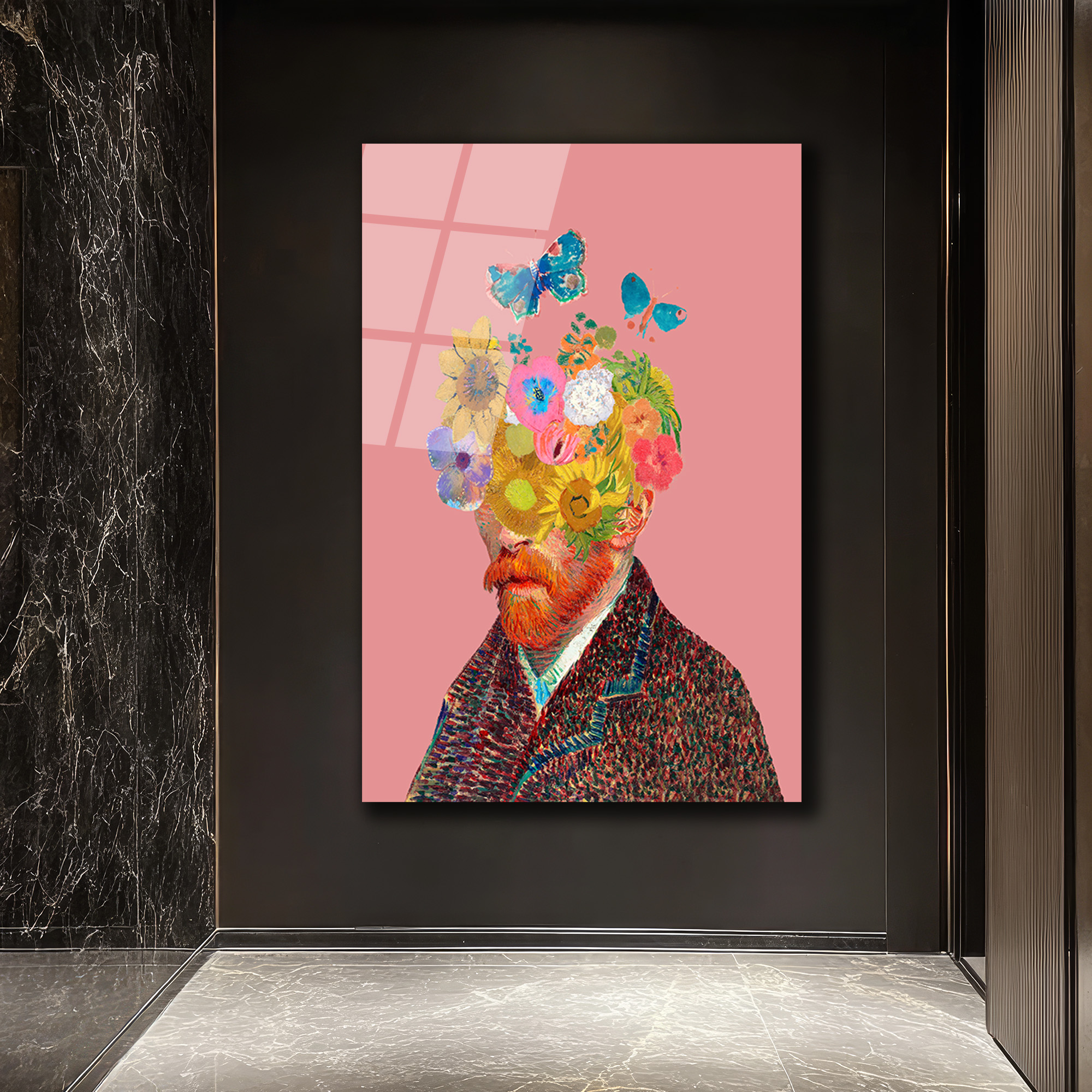 Van Gogh Çiçek Başlı Hayalperest Cam Tablo - Glazella Van Gogh Çiçek Başlı Hayalperest Cam Tablo - Glazella