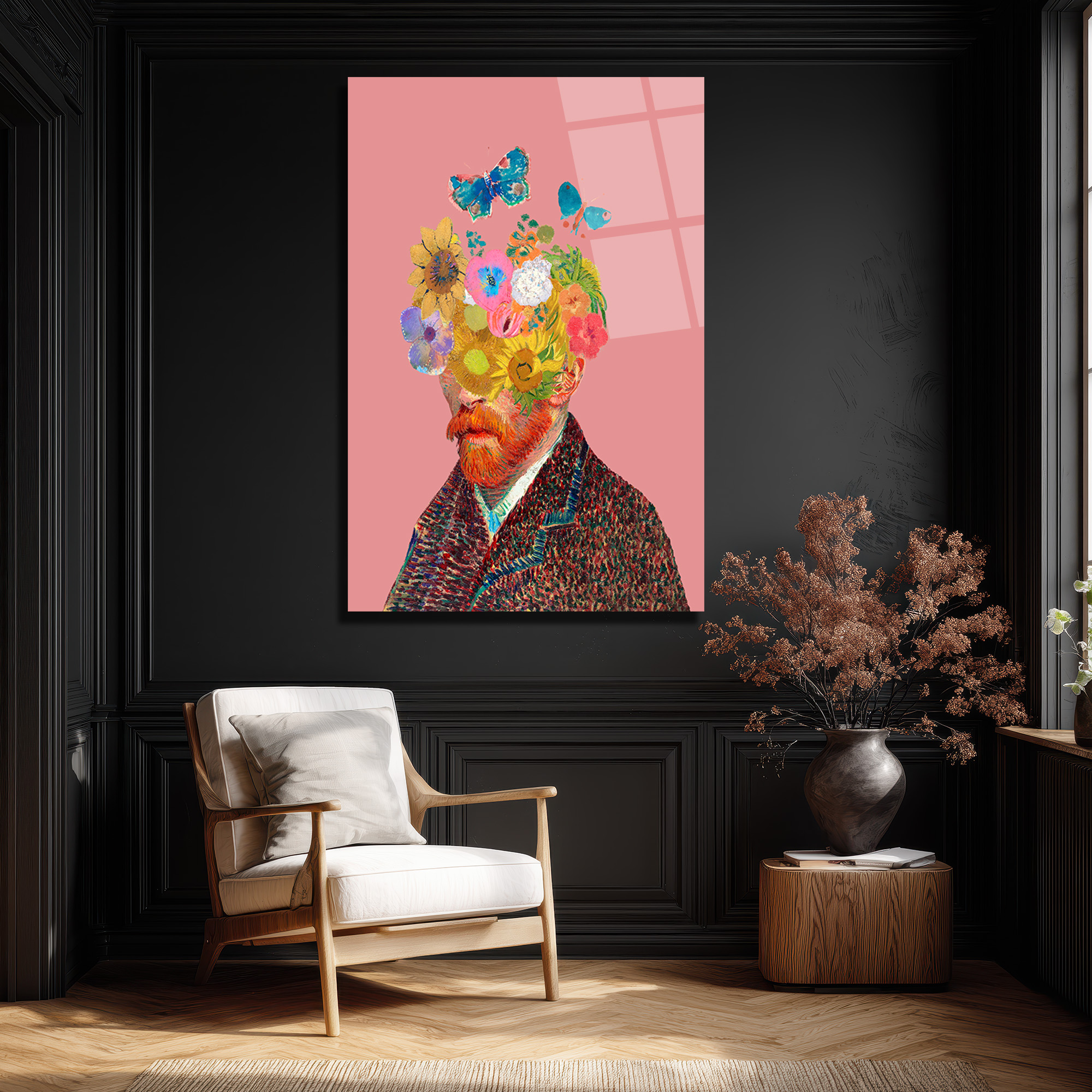 Van Gogh Çiçek Başlı Hayalperest Cam Tablo - Glazella Van Gogh Çiçek Başlı Hayalperest Cam Tablo - Glazella