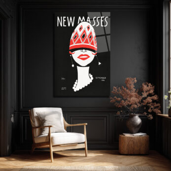 New Masses Vintage Art Deco Kadın Portre Cam Tablo - Glazella