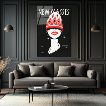 New Masses Vintage Art Deco Kadın Portre Cam Tablo - Glazella
