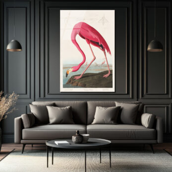 Amerikan Flamingosu Cam Tablo - Pembe Zarafet - Glazella