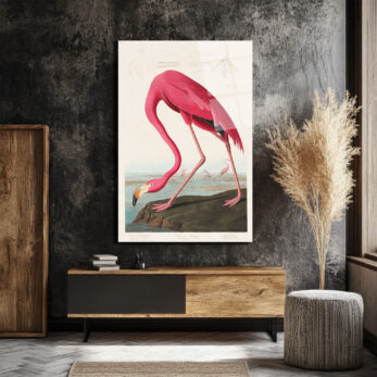 Amerikan Flamingosu Cam Tablo - Pembe Zarafet - Glazella