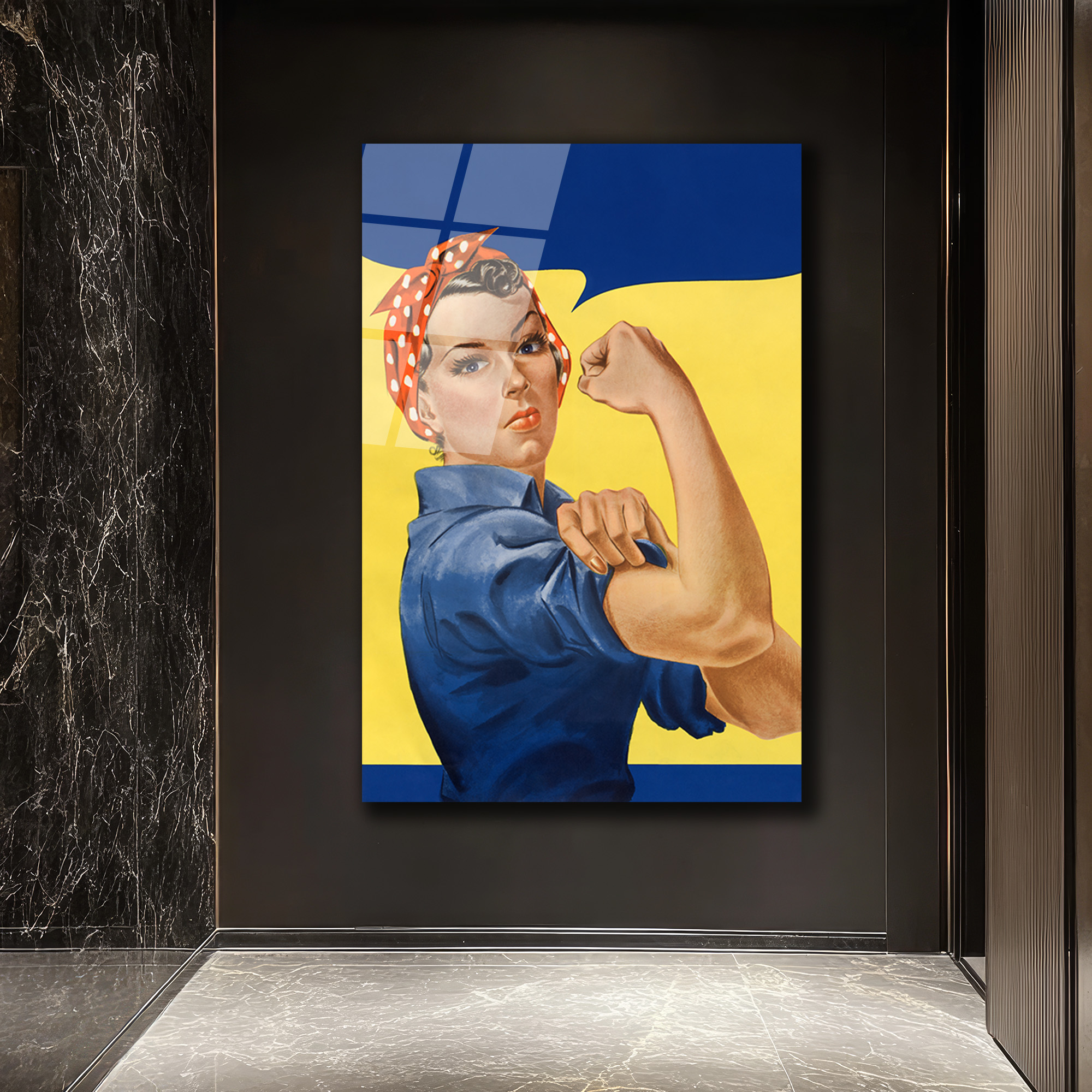 We Can Do It! Rosie the Riveter Güç Temalı Cam Tablo - Glazella We Can Do It! Rosie the Riveter Güç Temalı Cam Tablo - Glazella