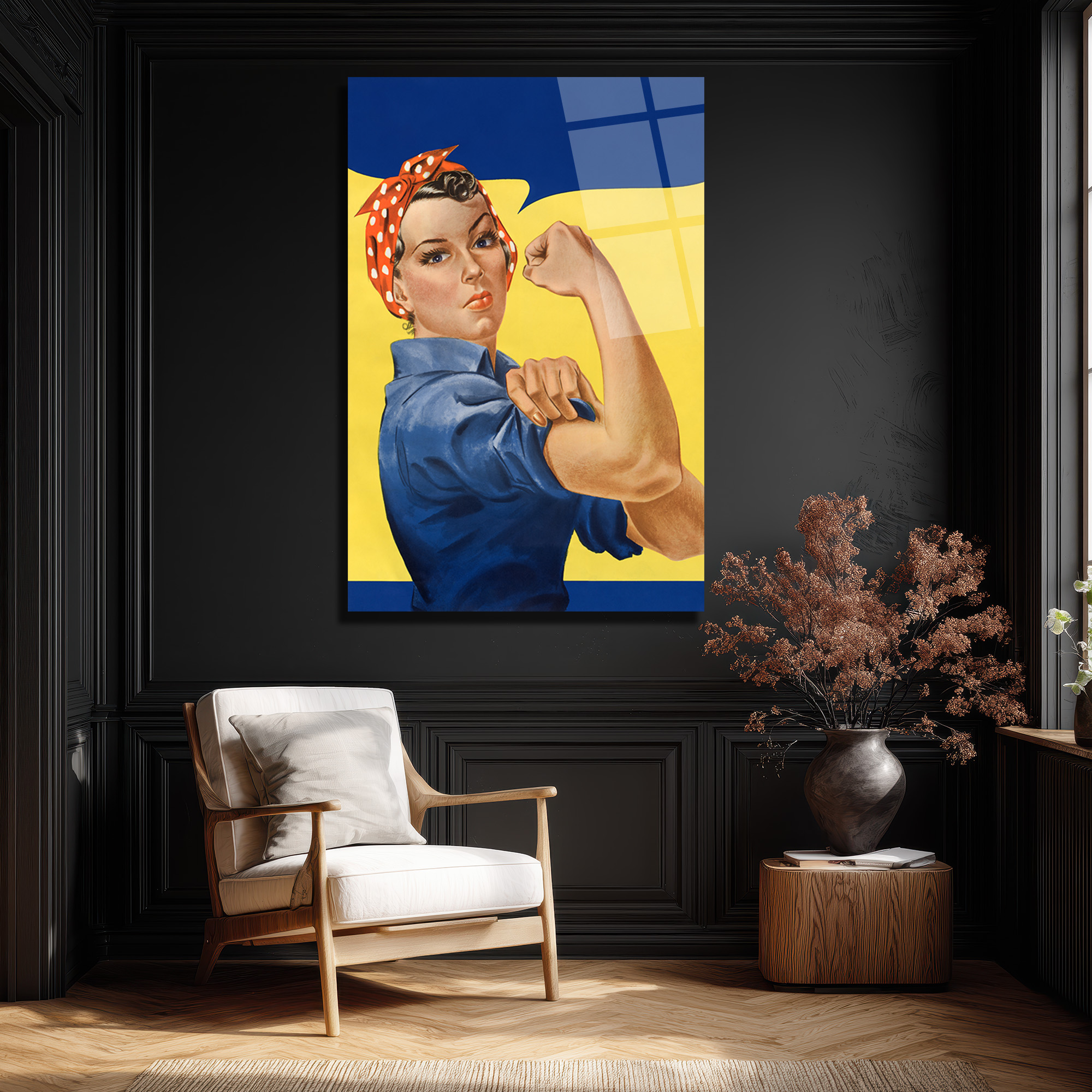 We Can Do It! Rosie the Riveter Güç Temalı Cam Tablo - Glazella We Can Do It! Rosie the Riveter Güç Temalı Cam Tablo - Glazella
