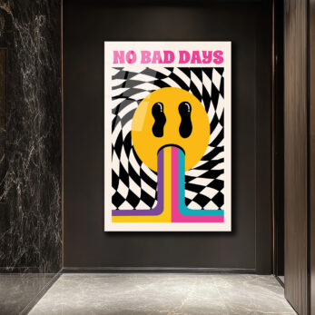No Bad Days Retro Smiley Cam Tablo - Pozitif Enerji - Glazella