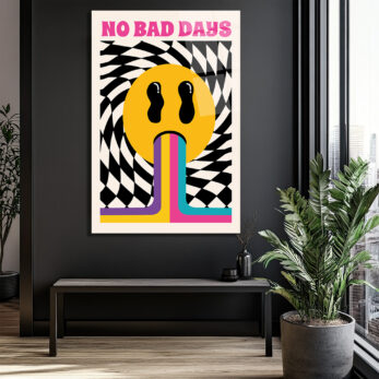 No Bad Days Retro Smiley Cam Tablo - Pozitif Enerji - Glazella