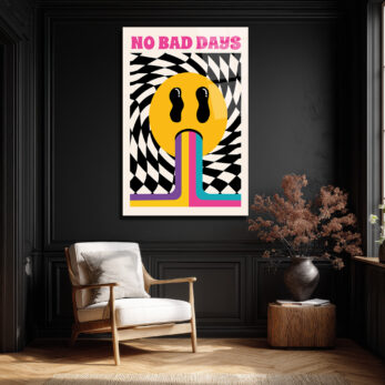 No Bad Days Retro Smiley Cam Tablo - Pozitif Enerji - Glazella