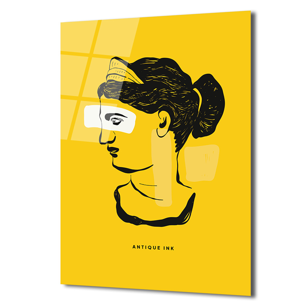 Antik İlham Sarı Minimalist Cam Tablo | Modern Sanat Duvar Dekorasyonu - Glazella Antik İlham Sarı Minimalist Cam Tablo | Modern Sanat Duvar Dekorasyonu - Glazella