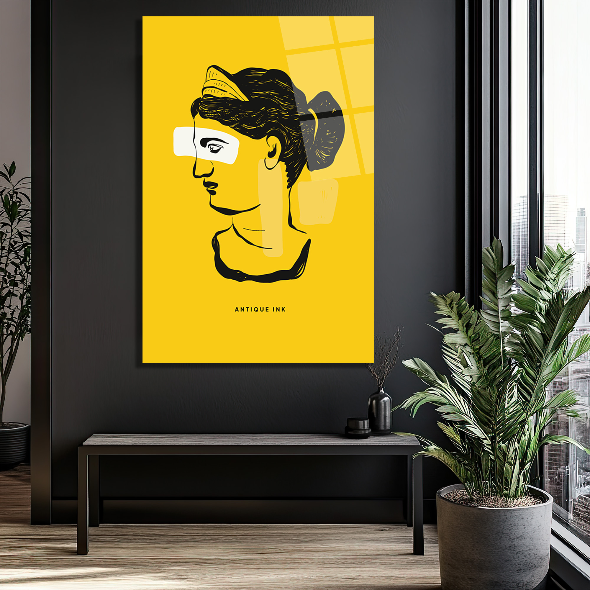 Antik İlham Sarı Minimalist Cam Tablo | Modern Sanat Duvar Dekorasyonu - Glazella Antik İlham Sarı Minimalist Cam Tablo | Modern Sanat Duvar Dekorasyonu - Glazella