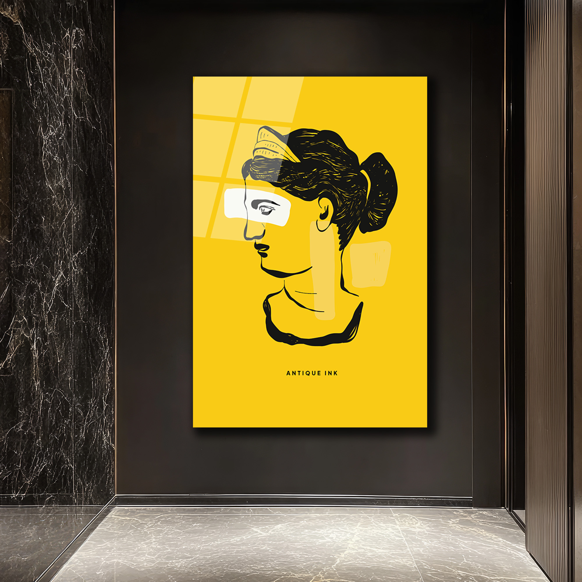 Antik İlham Sarı Minimalist Cam Tablo | Modern Sanat Duvar Dekorasyonu - Glazella Antik İlham Sarı Minimalist Cam Tablo | Modern Sanat Duvar Dekorasyonu - Glazella