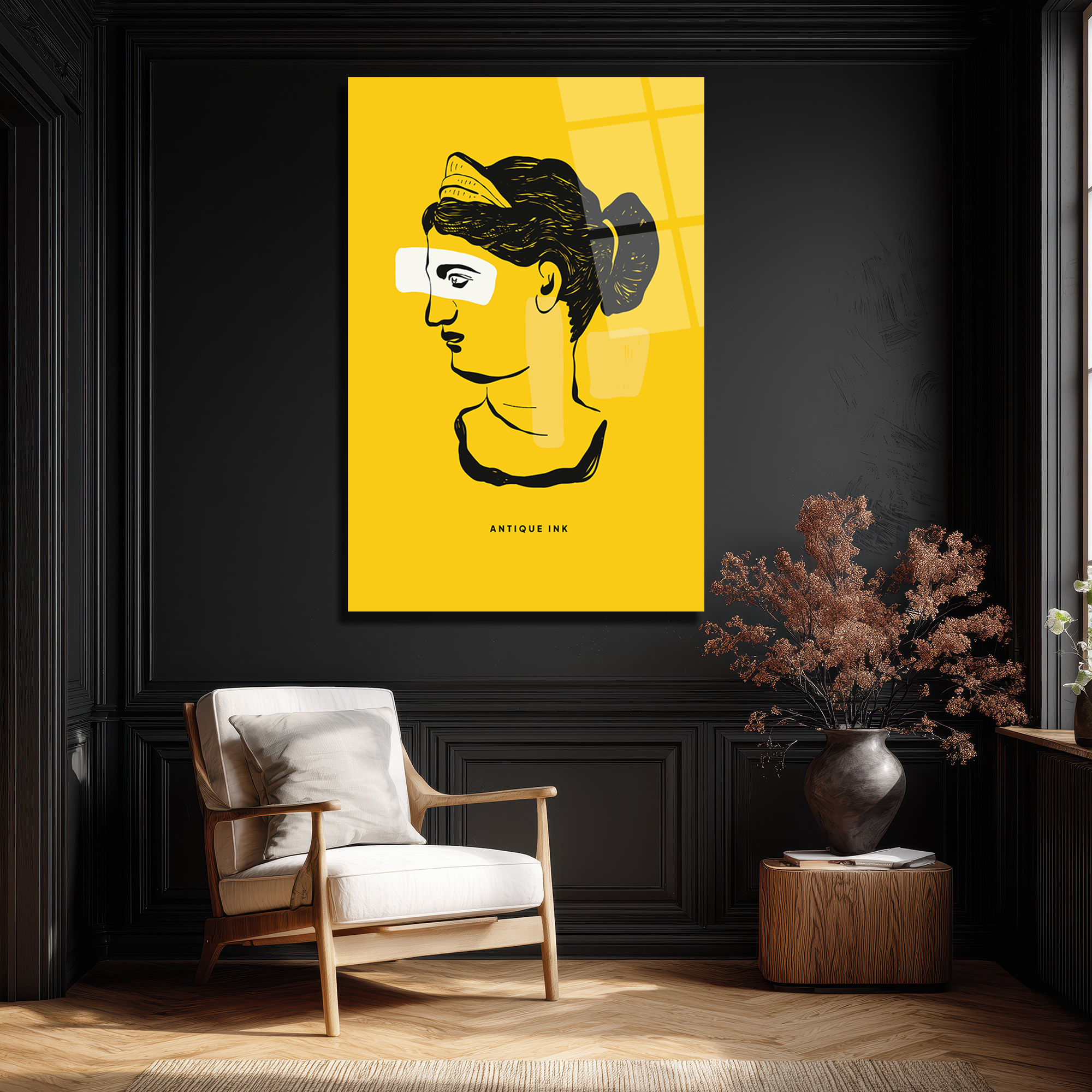 Antik İlham Sarı Minimalist Cam Tablo | Modern Sanat Duvar Dekorasyonu - Glazella Antik İlham Sarı Minimalist Cam Tablo | Modern Sanat Duvar Dekorasyonu - Glazella