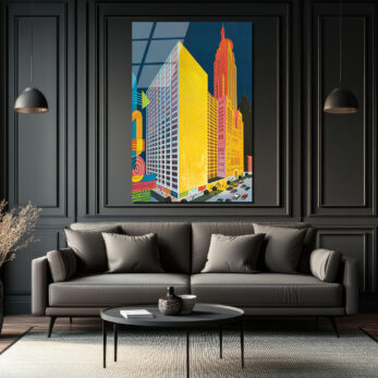 Retro Şehir Manzarası Cam Tablo - Canlı Renklerle Modern Sanat - Glazella