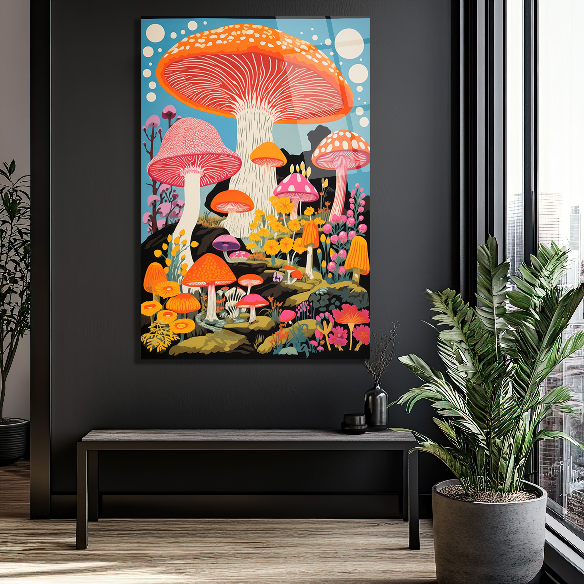 Fantastik Mantarlar Diyarı Temalı Cam Tablo - Glazella Fantastik Mantarlar Diyarı Temalı Cam Tablo - Glazella
